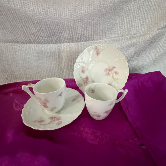 J.P. Limoges, antique, rare find, set of 2, demitasse cups with saucers. - Picture 2 of 11